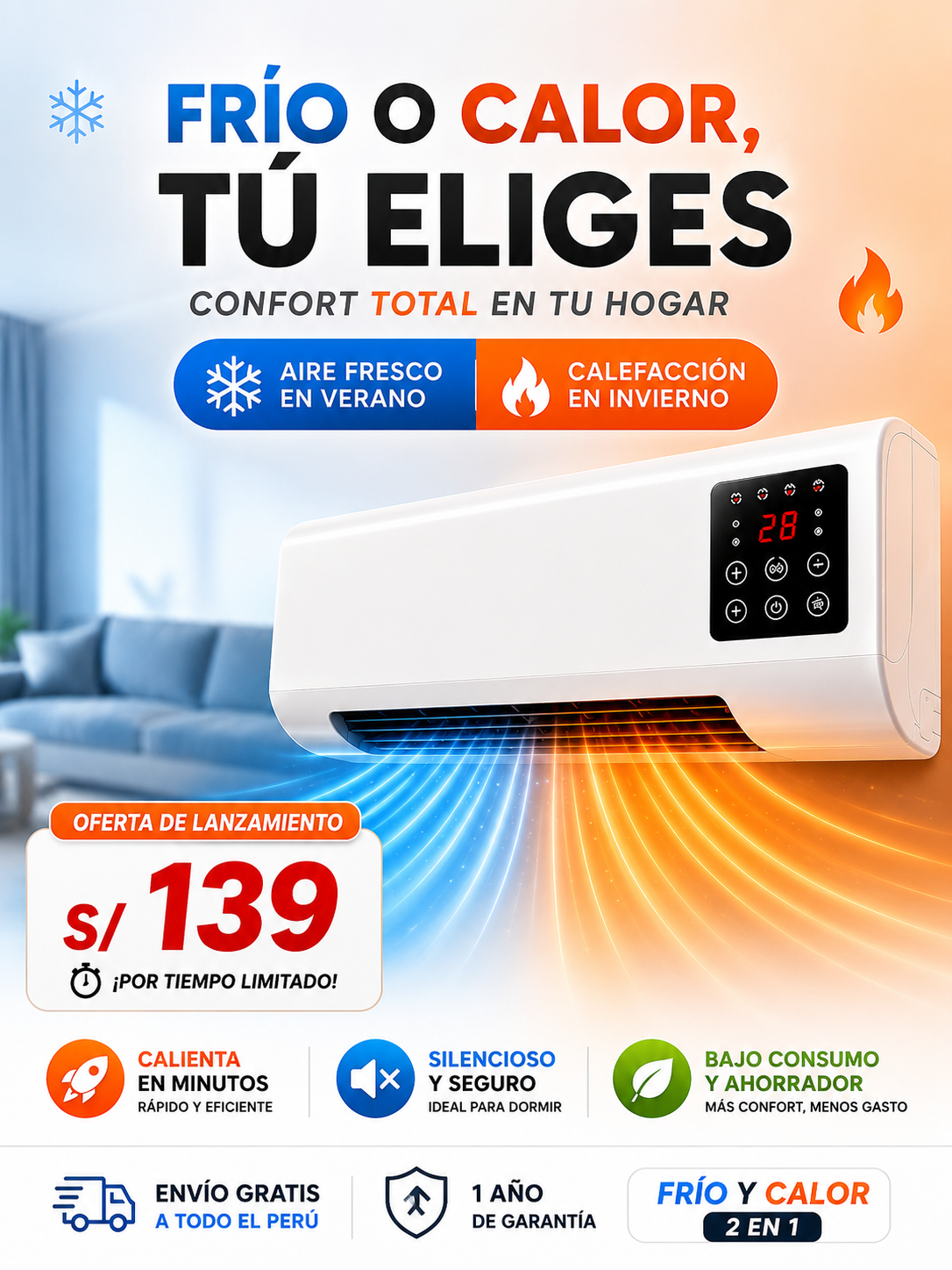 ❄️🔥 AIRE ACONDICIONADO 2 EN 1 PORTATIL