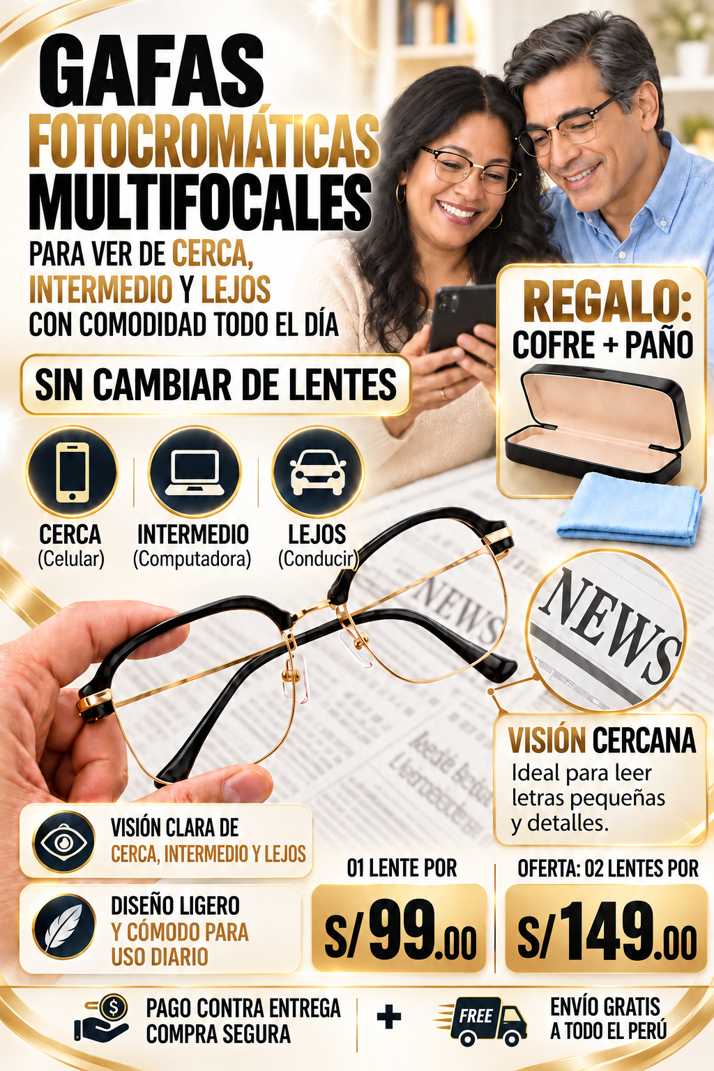 Gafas Multifocales Inteligentes Fotocromáticos