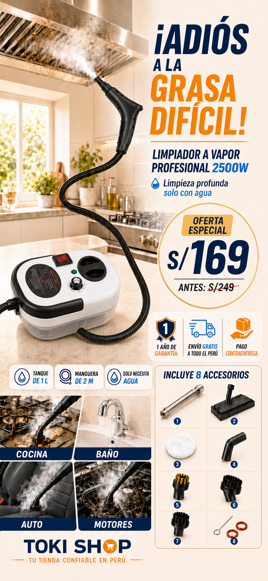 💨🧼 LIMPIADOR A VAPOR MULTIUSOS 2500W ✨🔥 ELIMINA GRASA SIN QUÍMICOS