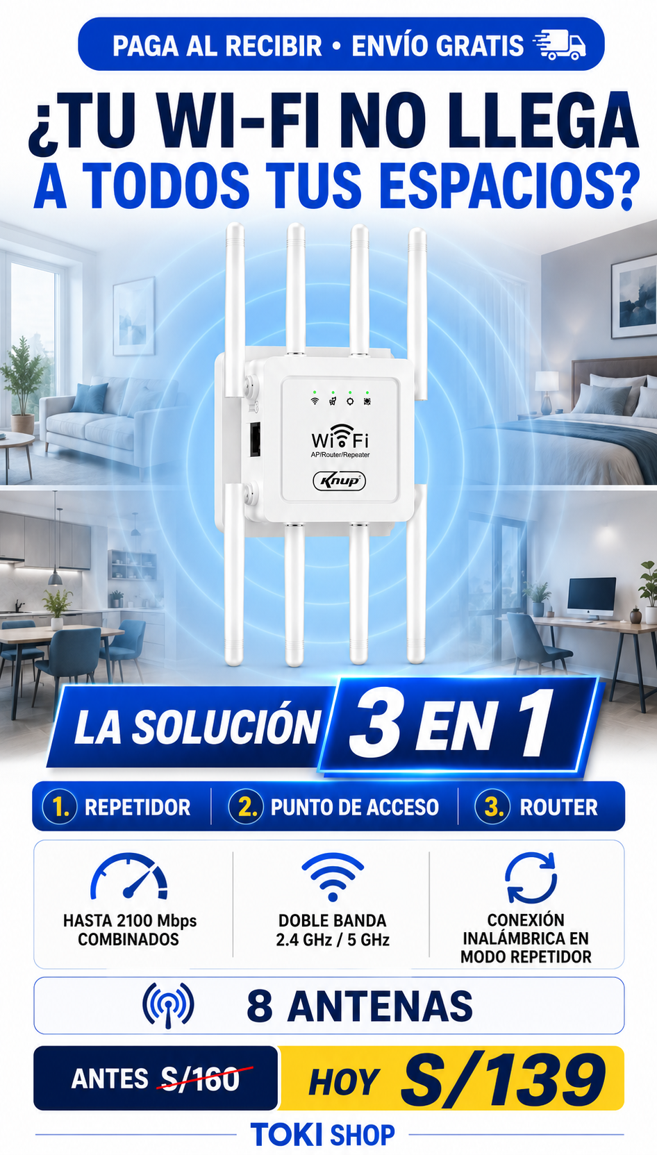 REPETIDOR WIFI DE 8 ANTENAS