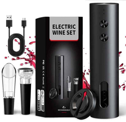SET DE ABRIDOR DE VINO ELÉCTRICO 4 EN 1 RECARGABLE USB 🍷