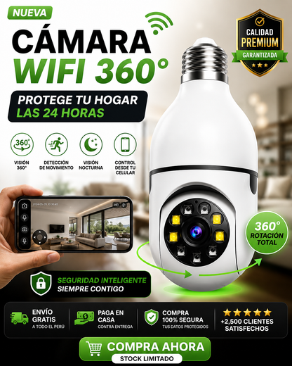💡📹 CÁMARA FOCO WiFi 360° _ 🏡🛡️ Protege tu Hogar las 24 Horas