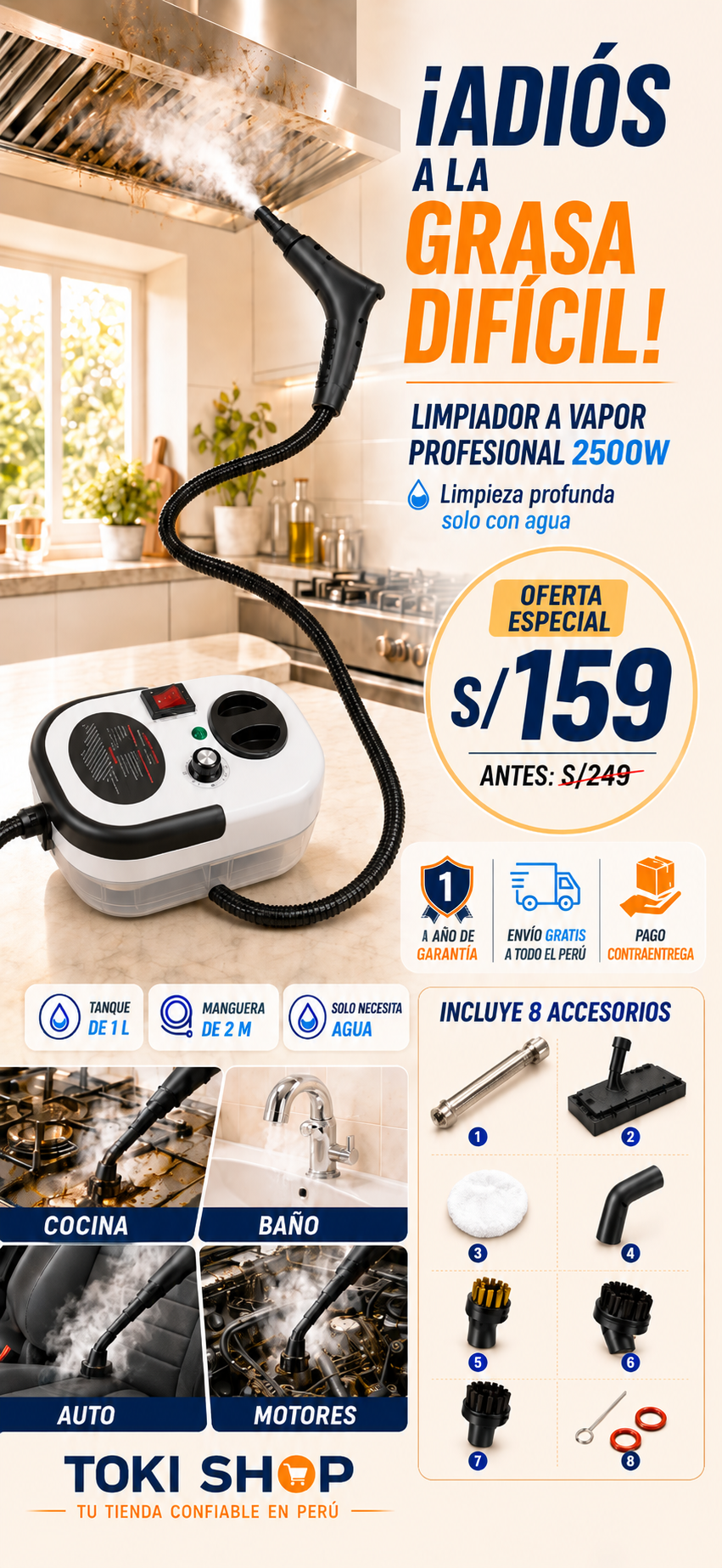 💨🧼 LIMPIADOR A VAPOR MULTIUSOS 2500W ✨🔥 ELIMINA GRASA SIN QUÍMICOS